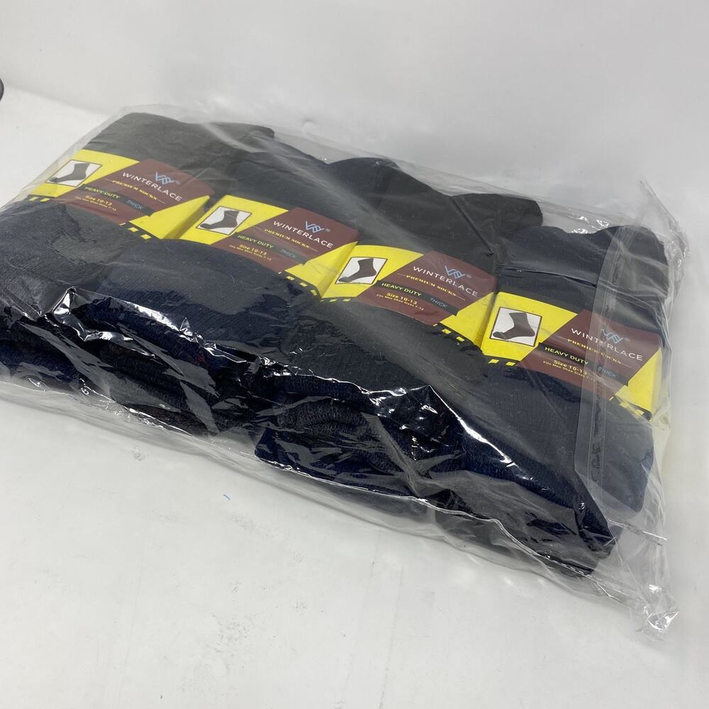 Winterlace Thermal Boot Socks 3 Pair Black Blue Gray Size 10-13 5 4 Pack